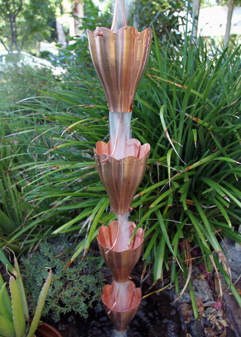 XL Scallop Cup Copper Rain Chain
