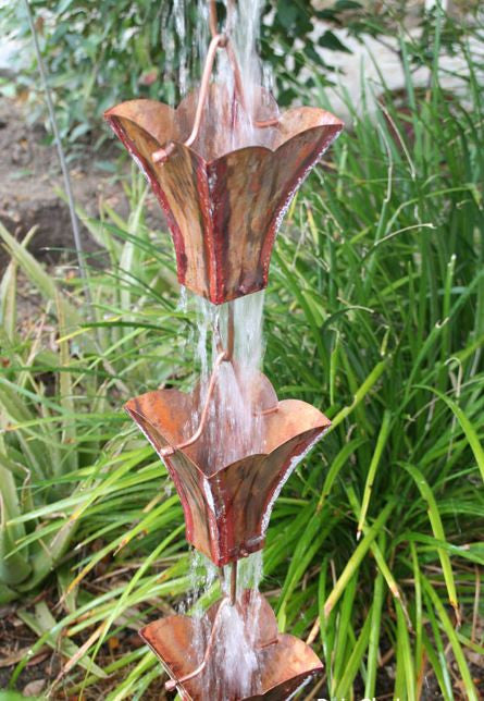 Large Square Cups Copper Rain Chain