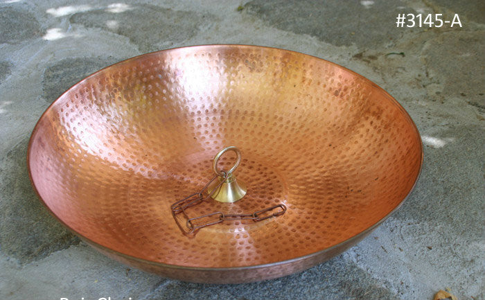 Round Hammered Copper Rain Chain Dish with Loop