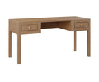 Wooden desk with two drawers on a white background