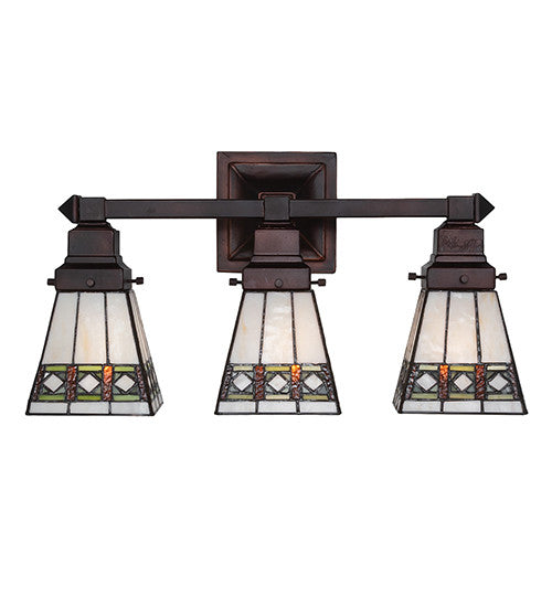 20"W Diamond Band Mission 3 LT Vanity Light