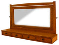 Wooden mirror with a shelf on a white background