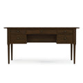 Wooden desk with multiple drawers on a white background