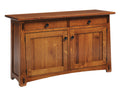 Wooden sideboard with two doors and two drawers on a white background