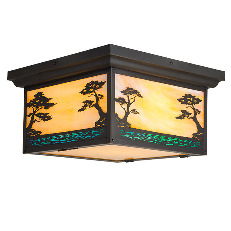 Decorative ceiling light fixture with tree design on a white background