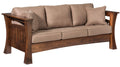Brown sofa with wooden frame on a white background