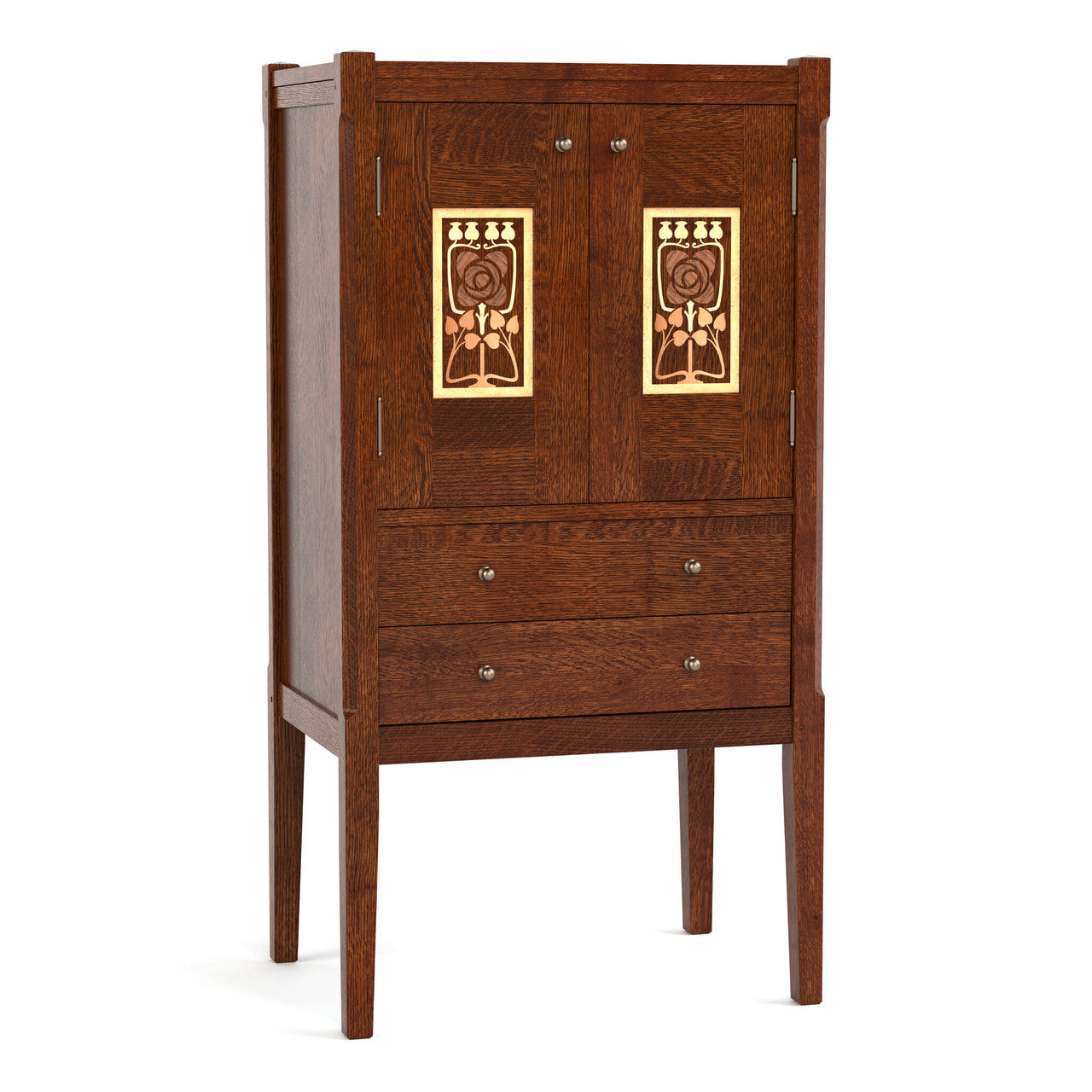 Jewelry chest with decorative panels.