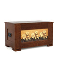 Wooden chest with floral design on a white background