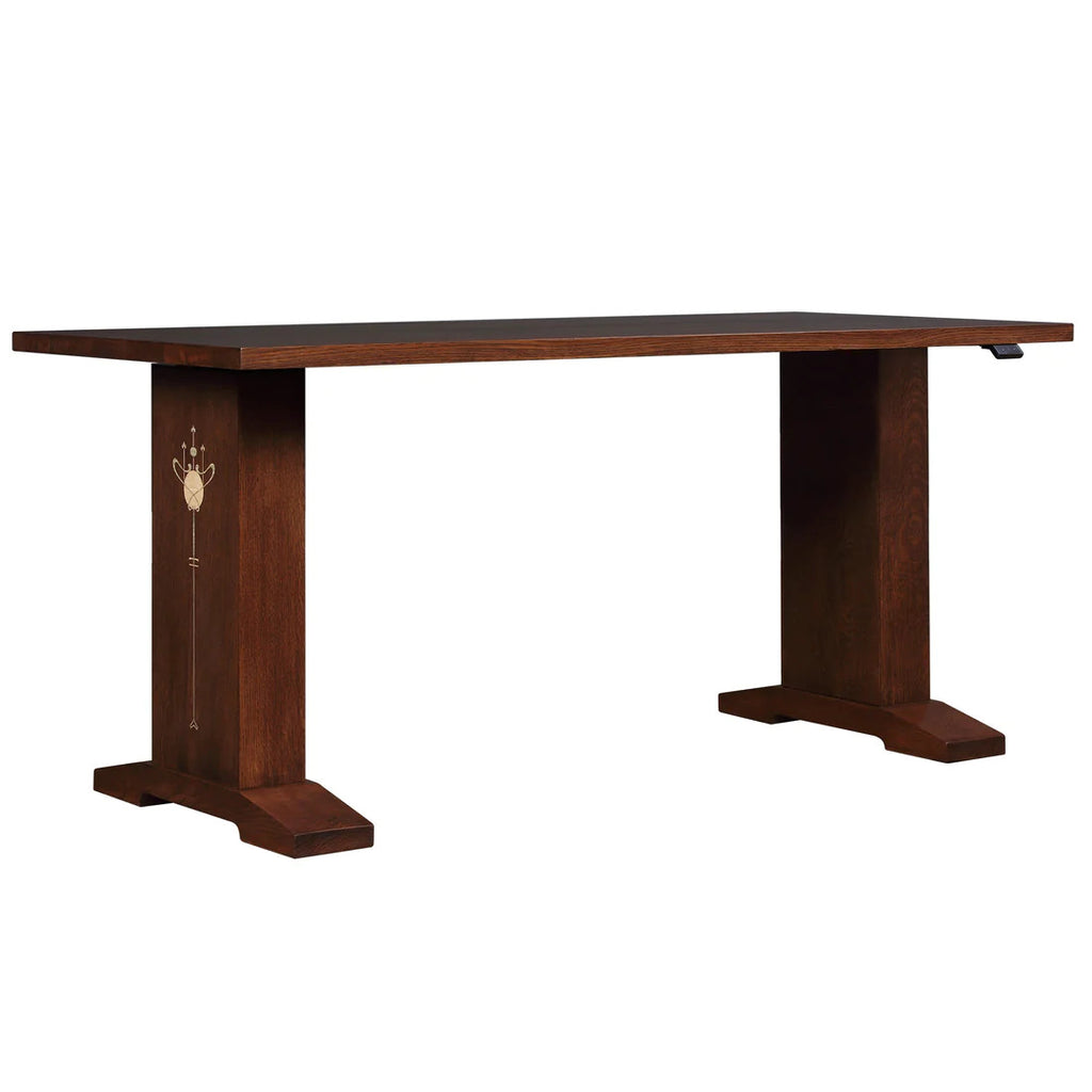 Harvey Ellis Hi-Lo Work Table by Stickley with inlay. 