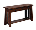 Wooden console table with drawers on a white background