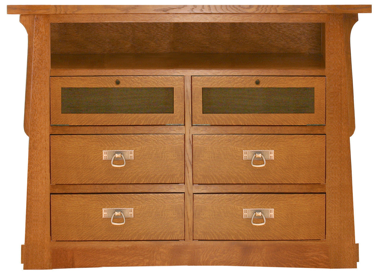 Aurora Crofter TV Console - 46W, One Shelf, Two Flip Fronts, Four Drawers