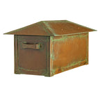 Craftsman Roof Solid Brass Post Mount Mailbox  AF-520