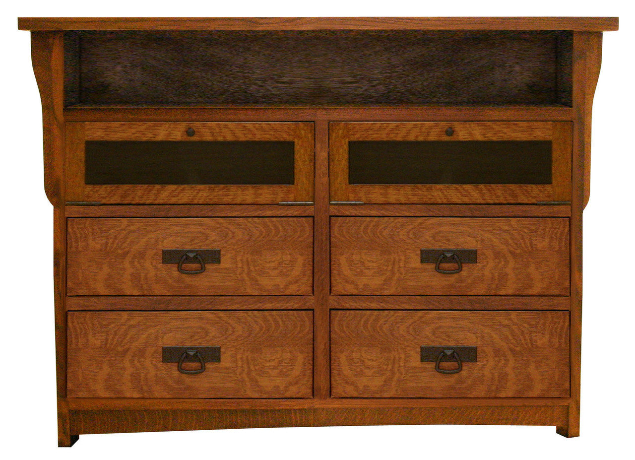 American Mission TV Console - 46W, Two Flip Drawers, Four Drawers