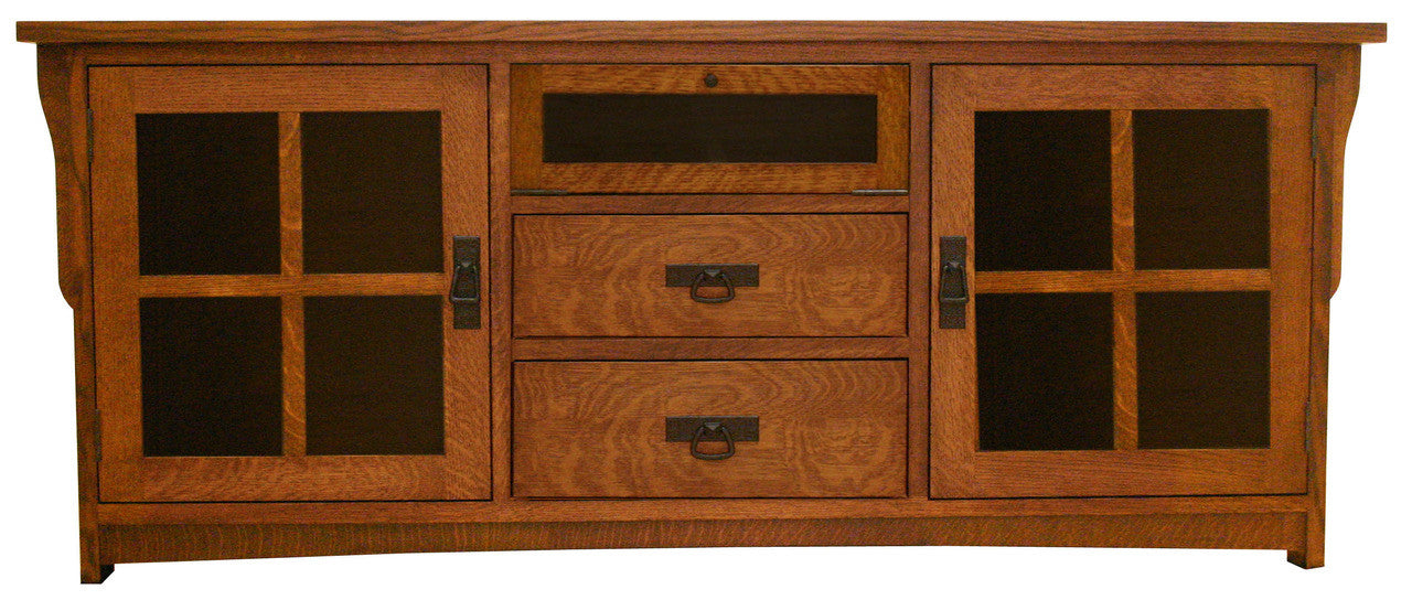 American Mission TV Console - 65W, Two Glass Doors, Two Drawers