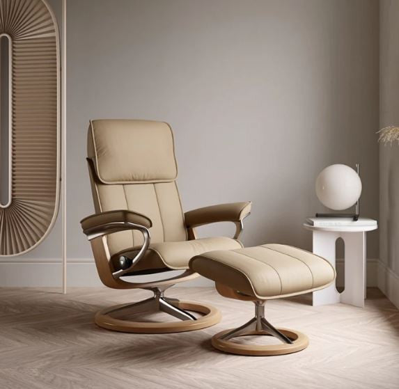 Stressless Admiral Signature Base Chair and Ottoman
