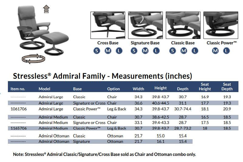 Stressless Admiral Classic Chair and Ottoman