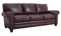 Brown leather sofa on a white background