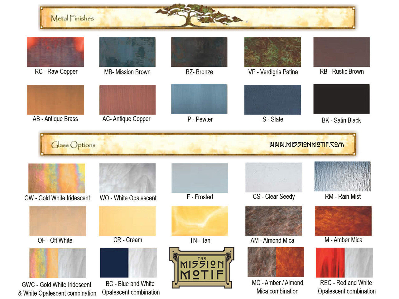 Metal and Glass Options