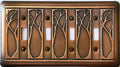 Art Nouveau Quadruple Toggle Copper Switchplate