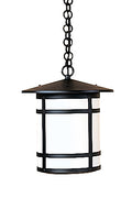 Black metal hanging lantern on a white background
