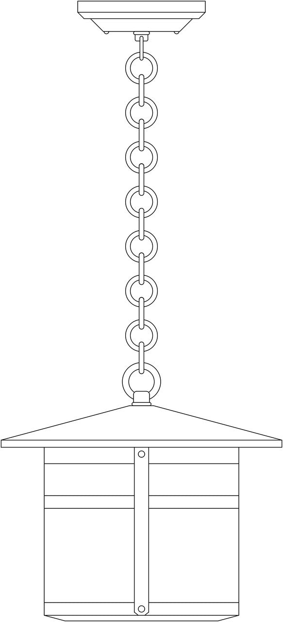 Line drawing of a hanging lantern with chain
