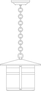 Line drawing of a hanging lantern with chain