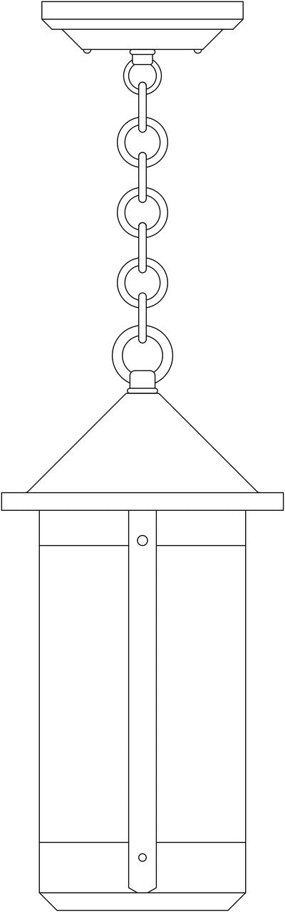 Line drawing of a hanging lantern with chain