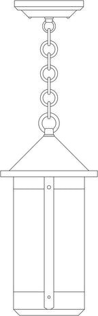 Line drawing of a hanging lantern with chain