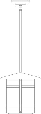 Line drawing of a corner cabinet with a light fixture on top