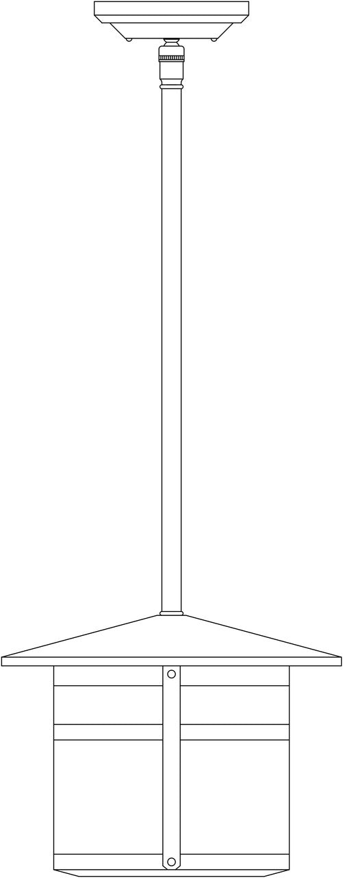 Line drawing of a cylindrical outdoor light fixture with a pole