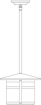 Line drawing of a cylindrical outdoor light fixture with a pole