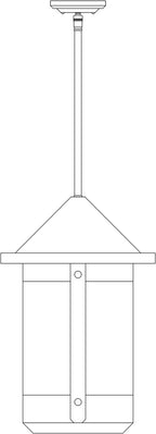 Line drawing of a pendant light. 