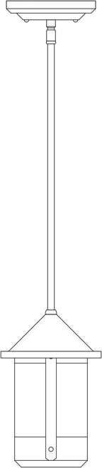 Line drawing of a pendant light fixture