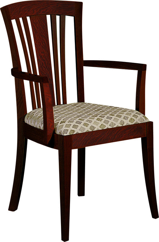 Bayonne armchair by Stickley with a patterned cushion.