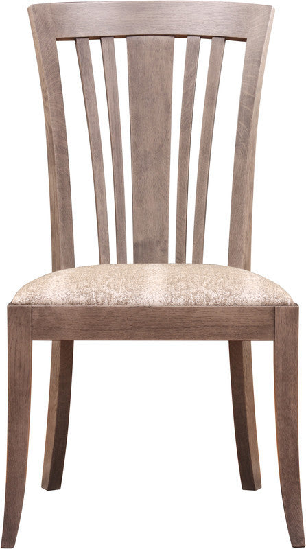Wooden chair with a patterned cushion on a white background