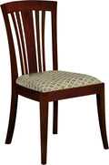Wooden chair with patterned cushion on a white background