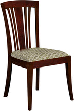 Wooden chair with patterned cushion on a white background