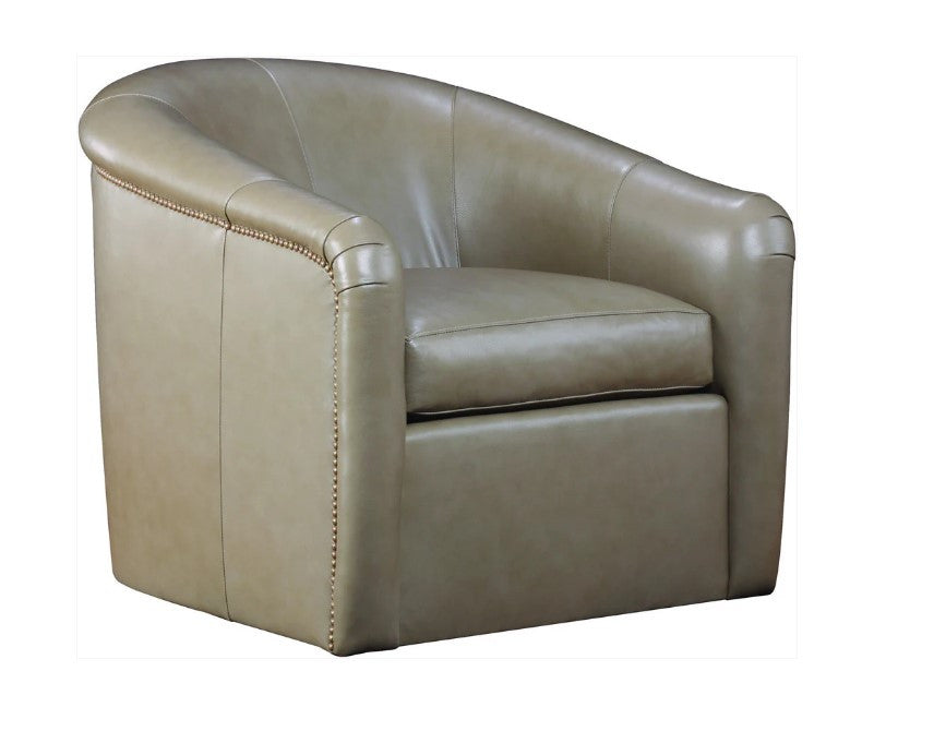 Beige leather armchair on a white background