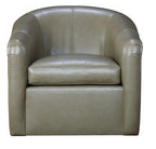 Brown leather armchair on a white background