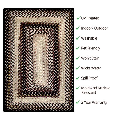 Black Mist Outdoor Braided Rug
