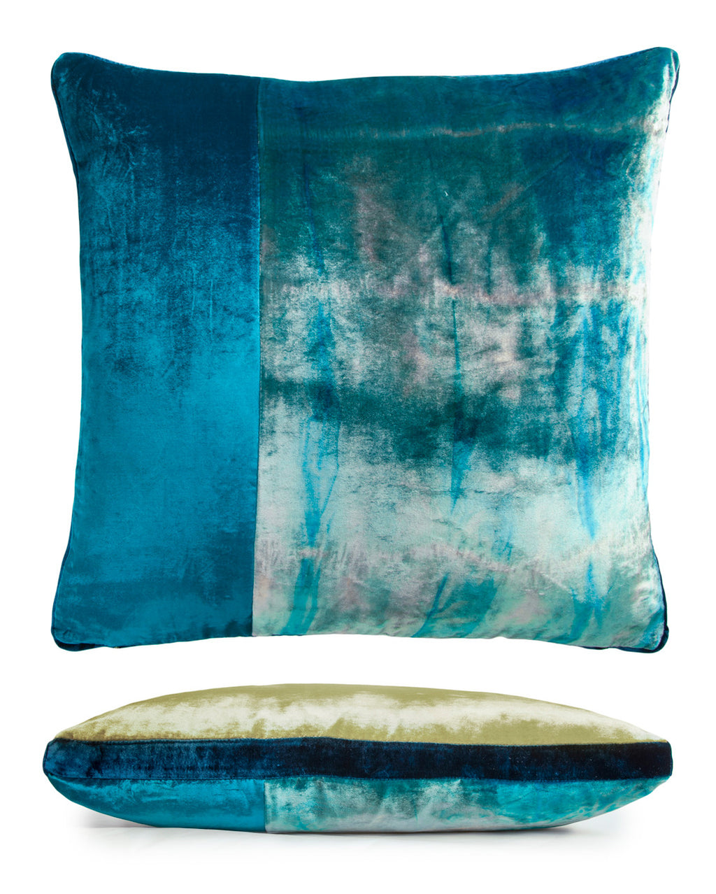 Grass Color Block Velvet 22" Sq. Pillow by Kevin O'Brien Studio