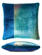 Peacock Color Block Velvet 22" Sq. Pillow by Kevin O'Brien Studio