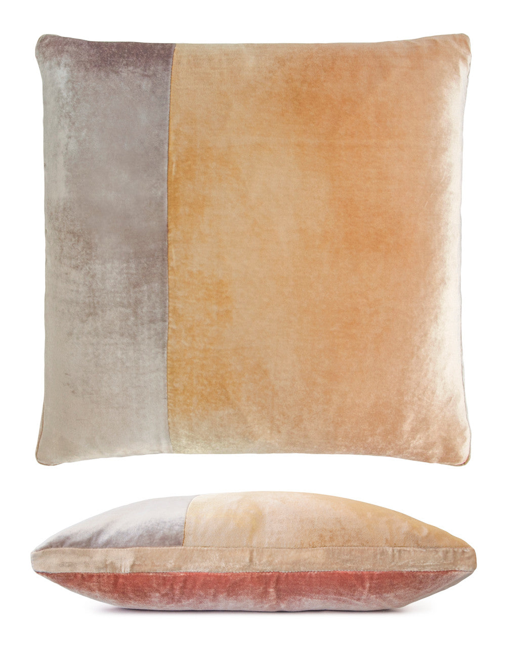 Mango Color Block Velvet 22" Sq. Pillow by Kevin O'Brien Studio
