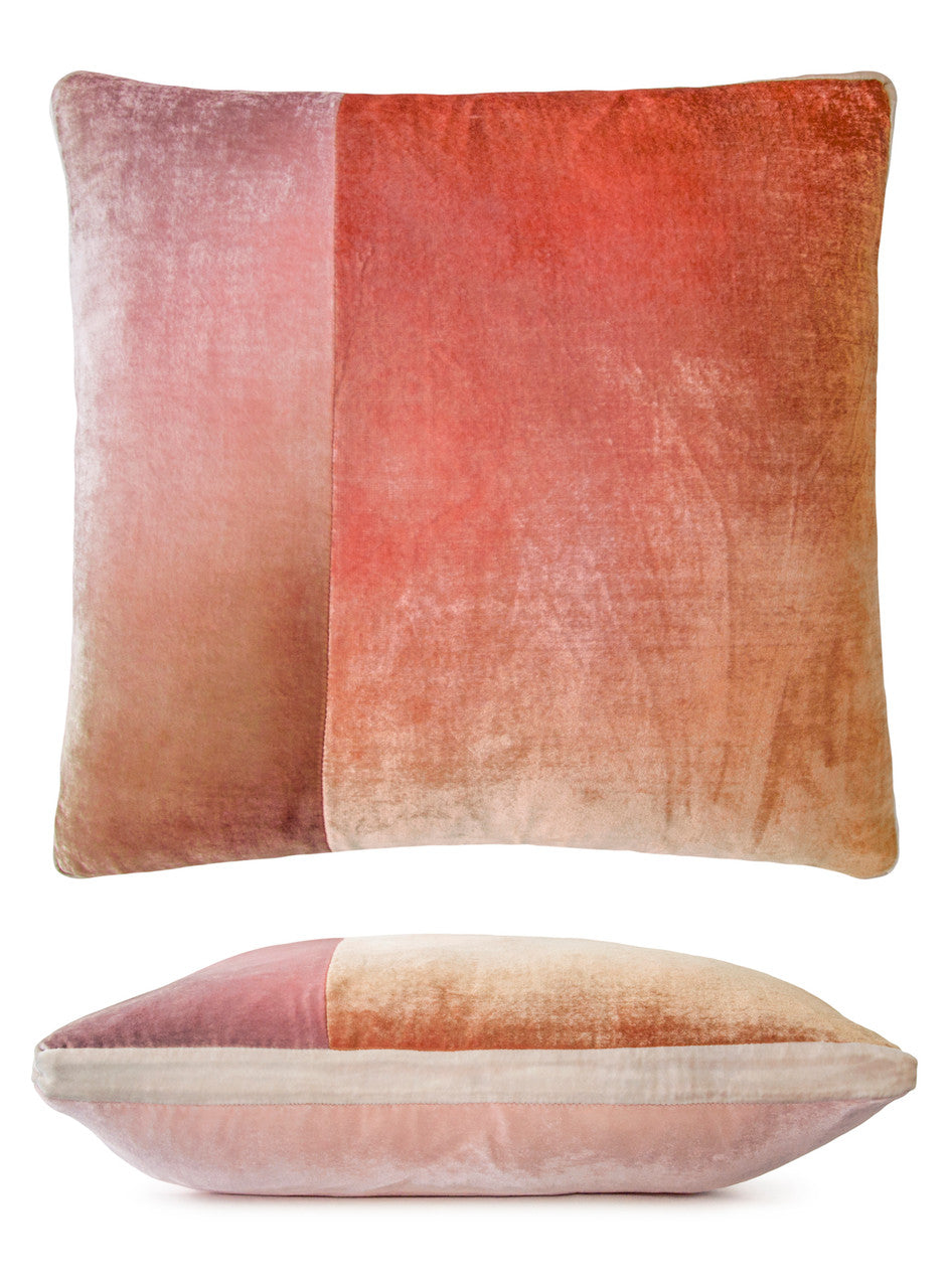 Blush Color Block Velvet 22" Sq. Pillow by Kevin O'Brien Studio