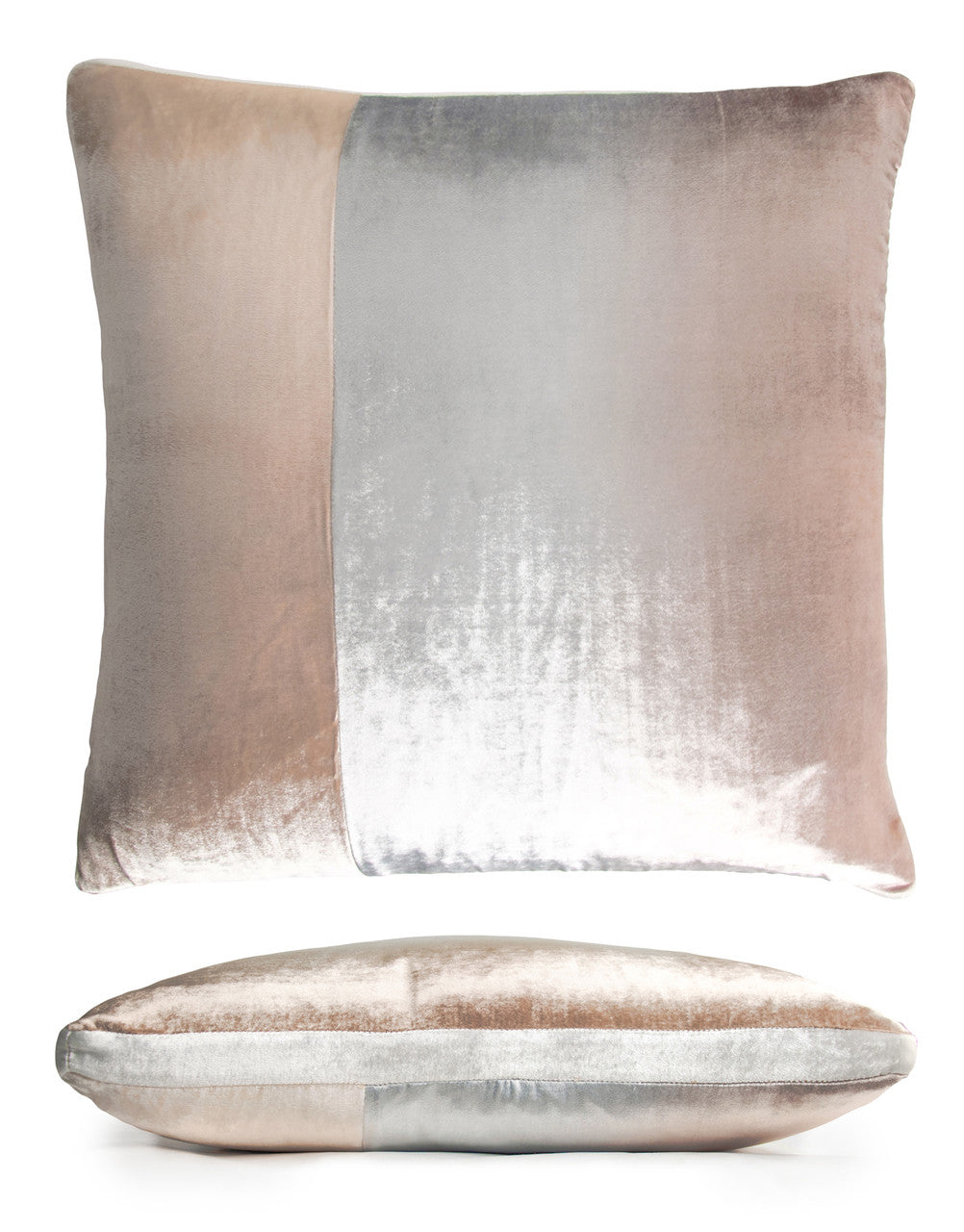 Latte Color Block Velvet 22" Sq. Pillow by Kevin O'Brien Studio