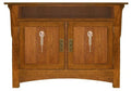 Wooden cabinet with two doors on a white background