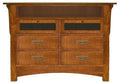 Wooden dresser with four drawers on a white background