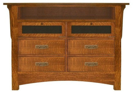 Craftsman TV Console  - 46W, Four Drawers, Two Flip Front