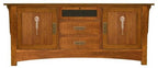 Craftsman TV Console - 65W, Two Wood Doors, Two Drawers, One Flip Front