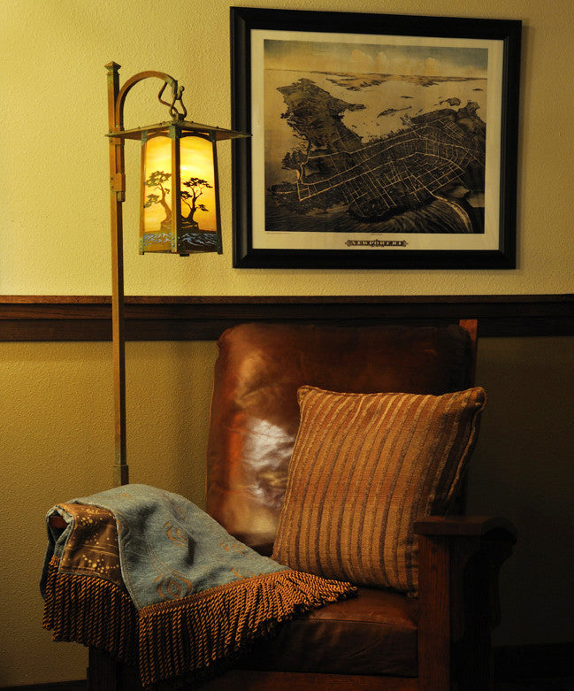 Cobblestone Monterey Cypress  Hook Arm Floor Lamp